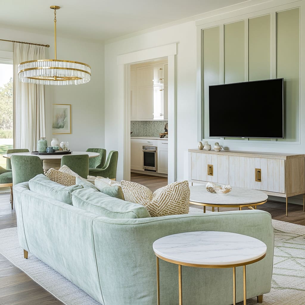 Stylish Green and Gold Living Room Ideas | 42 Design Images