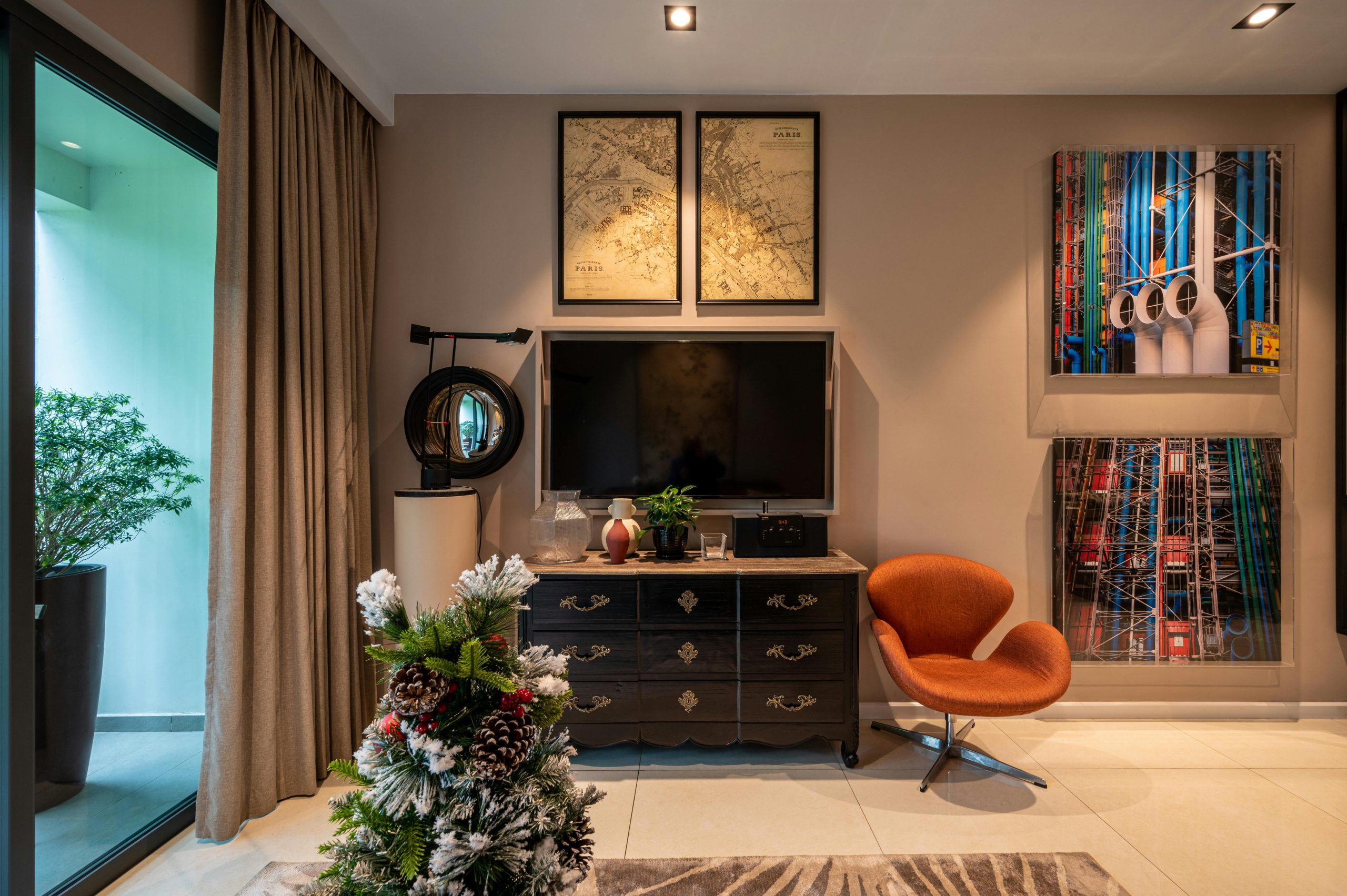 Stylish living room featuring modern decor and comfortable seating.