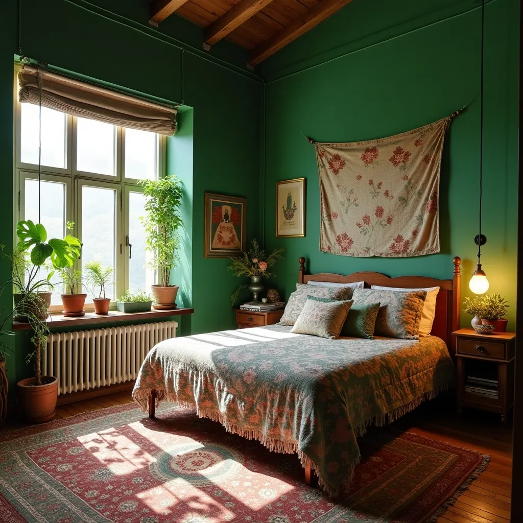 Vibrant Green Boho Bedroom Ideas for a Lush, Earthy Retreat