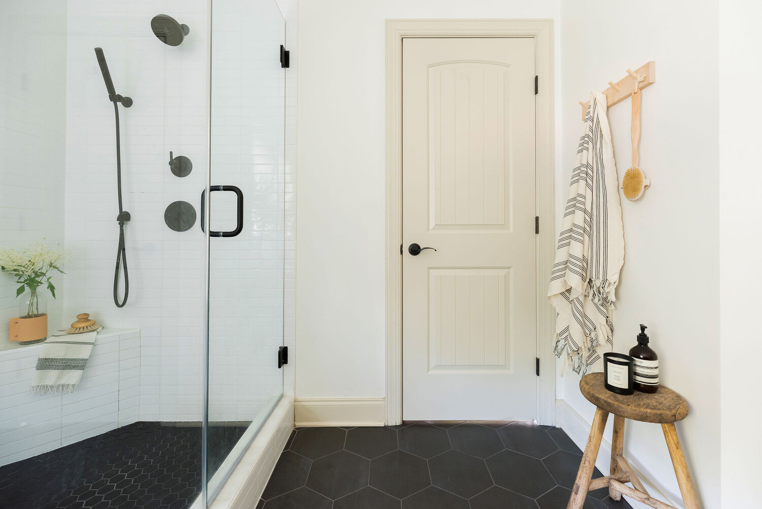 A Modern Organic Black & White Primary Bathroom Remodel · Haven