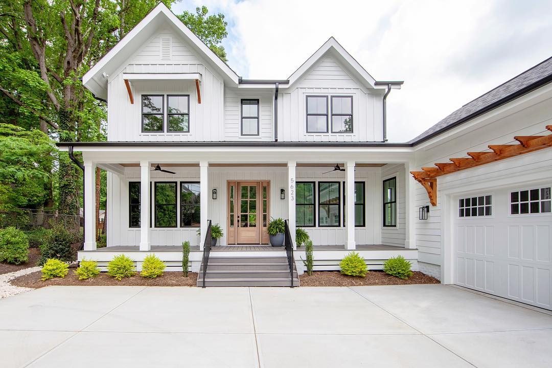 Black Double-Hung Windows Enhance Classic Farmhouse Design | Pella
